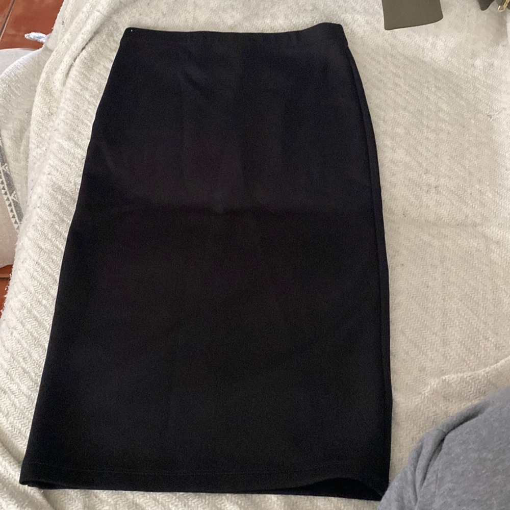 Black scuba midi skirt